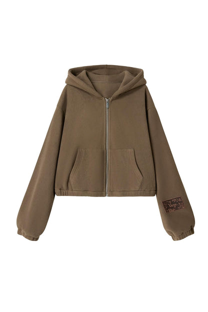 Khaki Fleece Bunny Ear Cardigan Set-Up