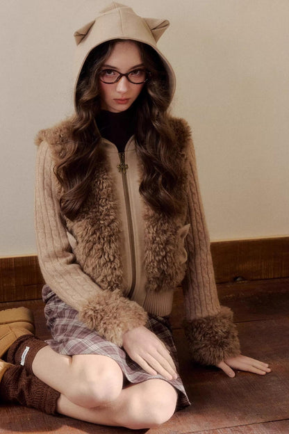 Eco-Friendly Fur Patchwork Jacket