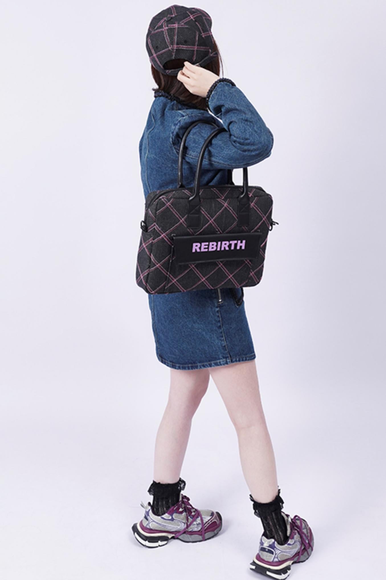 Plaid Denim Laptop Bag