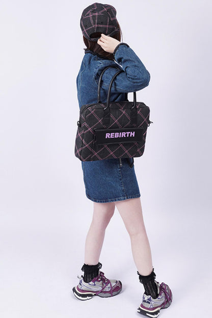 Plaid Denim Laptop Bag
