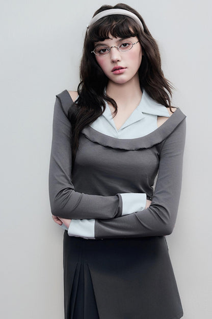 Cut Detail Slim Knit Top