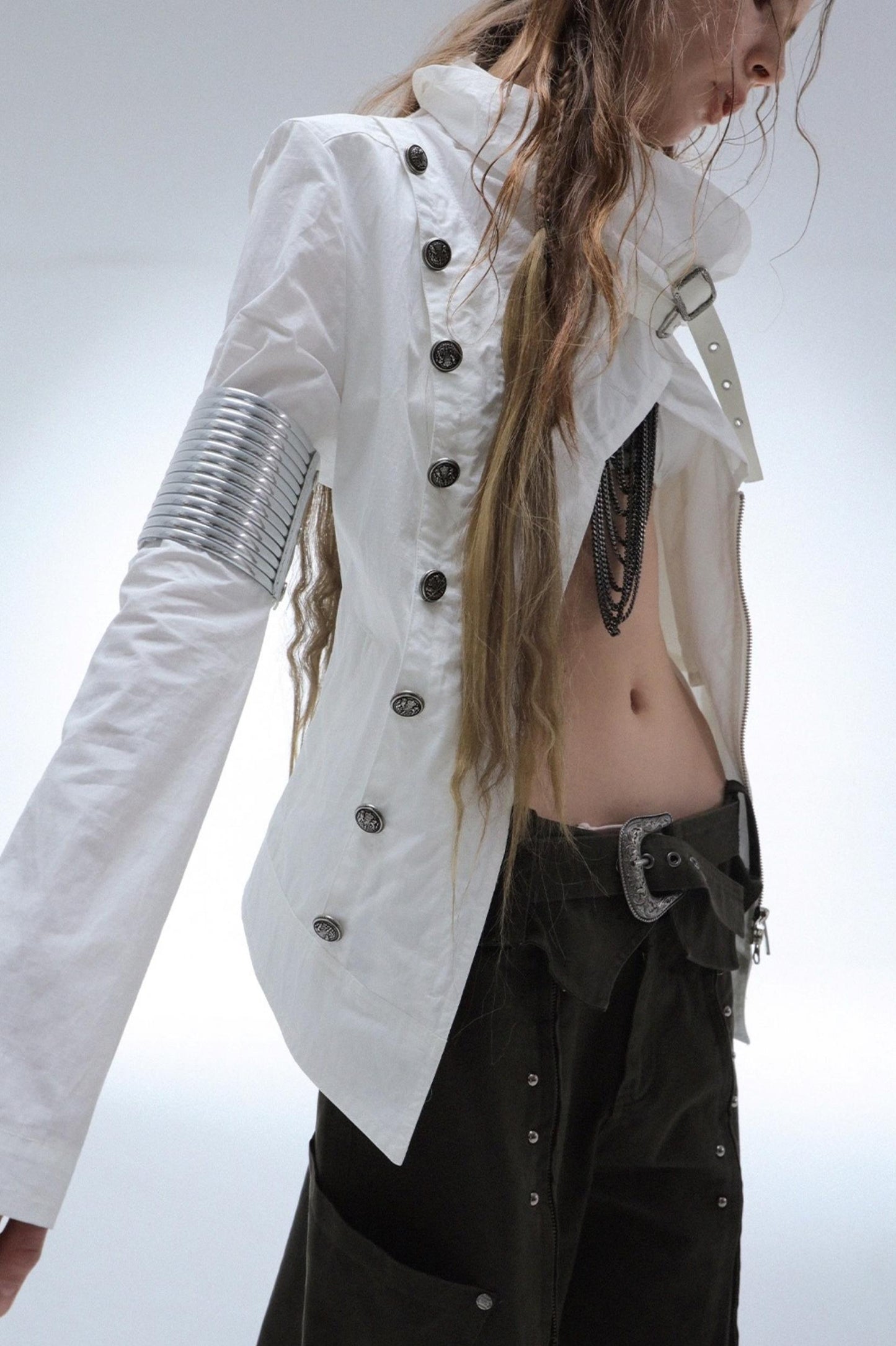 Detachable Sleeve Turtleneck Windproof Jacket