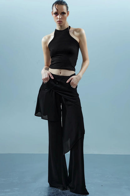 Layered Chiffon Windbreaker Pants