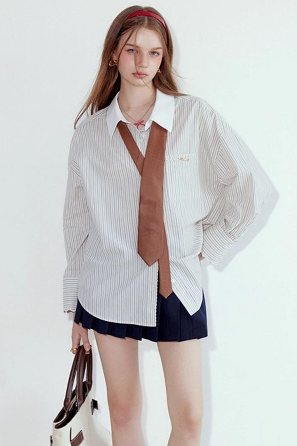 Long Sleeve Loose Striped Shirt