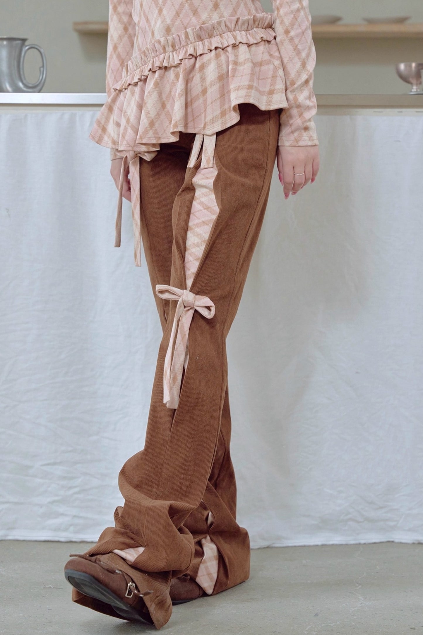 Corduroy Patchwork Flared Pants