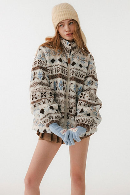 Blue-Brown Fair Isle Cardigan Coat