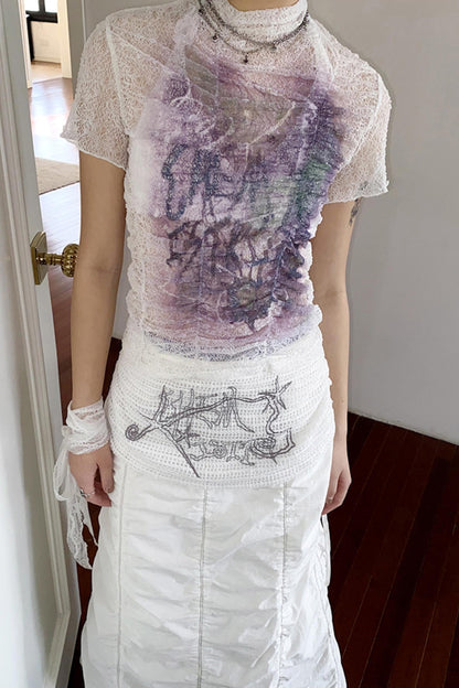 White Pleated A-Line Skirt