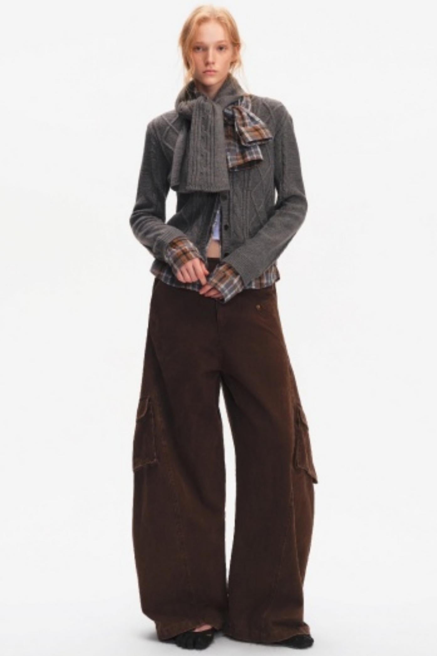 Wool Twist Pattern Cardigan Set-Up