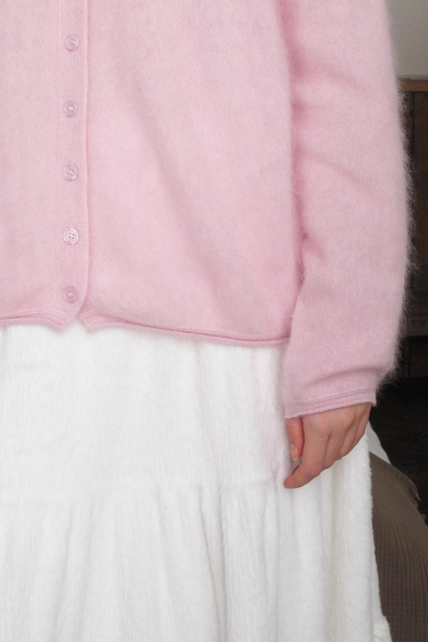 Elf White Wool Cashmere Cardigan Set-Up