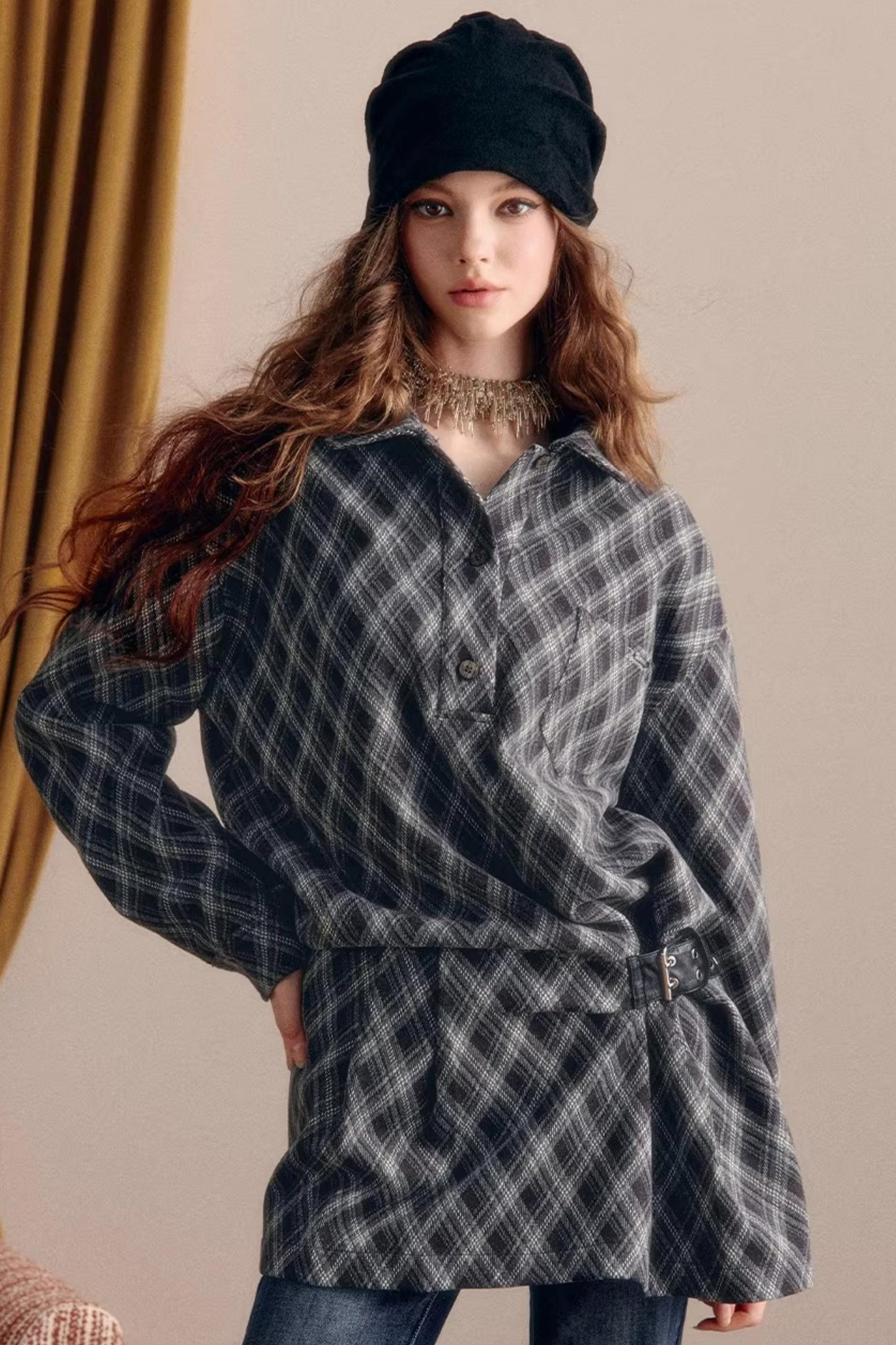 Vintage Plaid Shirt Dress