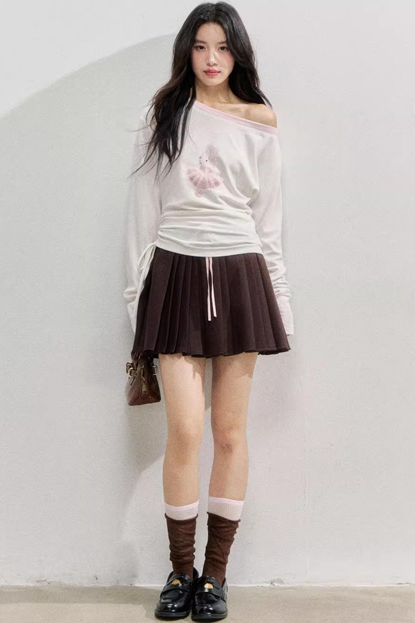 Spliced Waist Collegiate Skirt
