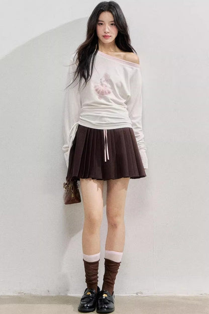 Spliced Waist Collegiate Skirt