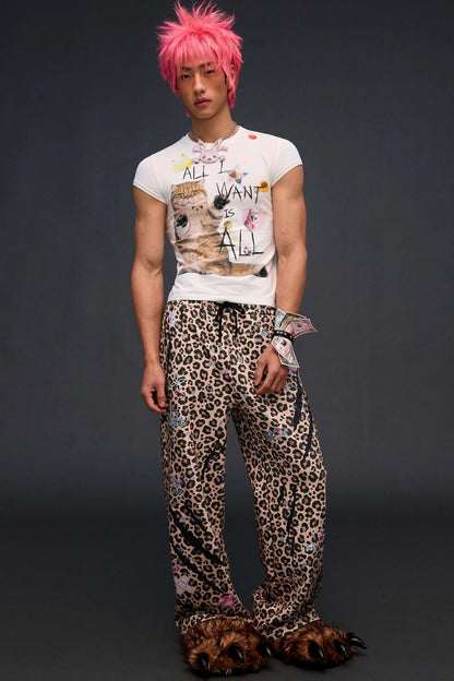 Cat Print Slim Fit Top