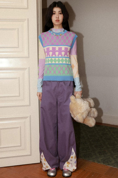 Eggplant Purple Button Pants