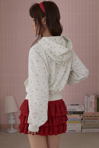 Elegant Red Lace Cake Skirt