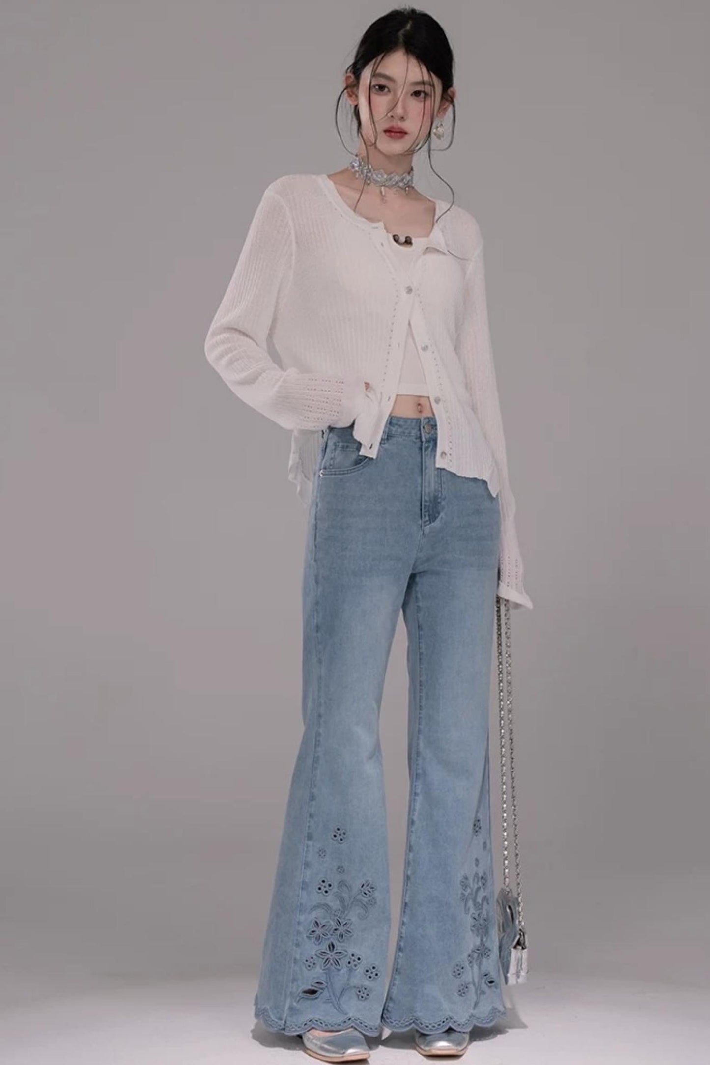 Cloud White Knit Cardigan Top
