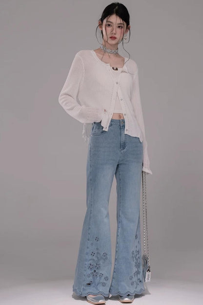 Cloud White Knit Cardigan Top