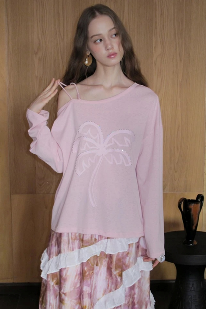 Sequin Embroidery Off-Shoulder Set-Up