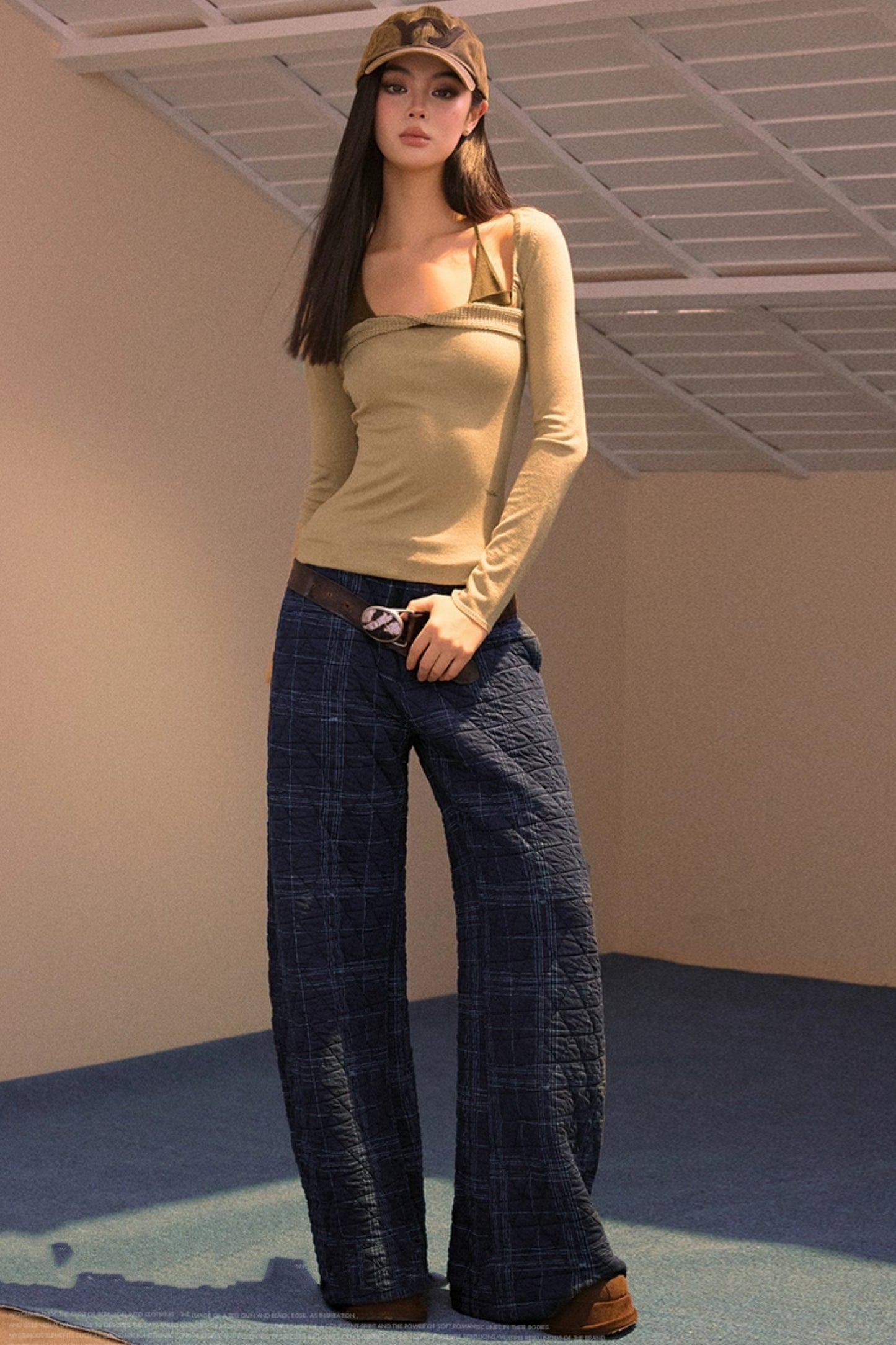 Vintage Plaid Quilted Pants