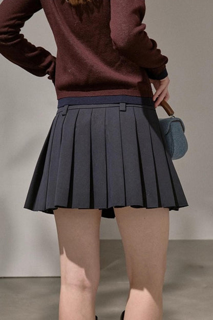 Preppy Silk Pleated Puffy Skirt