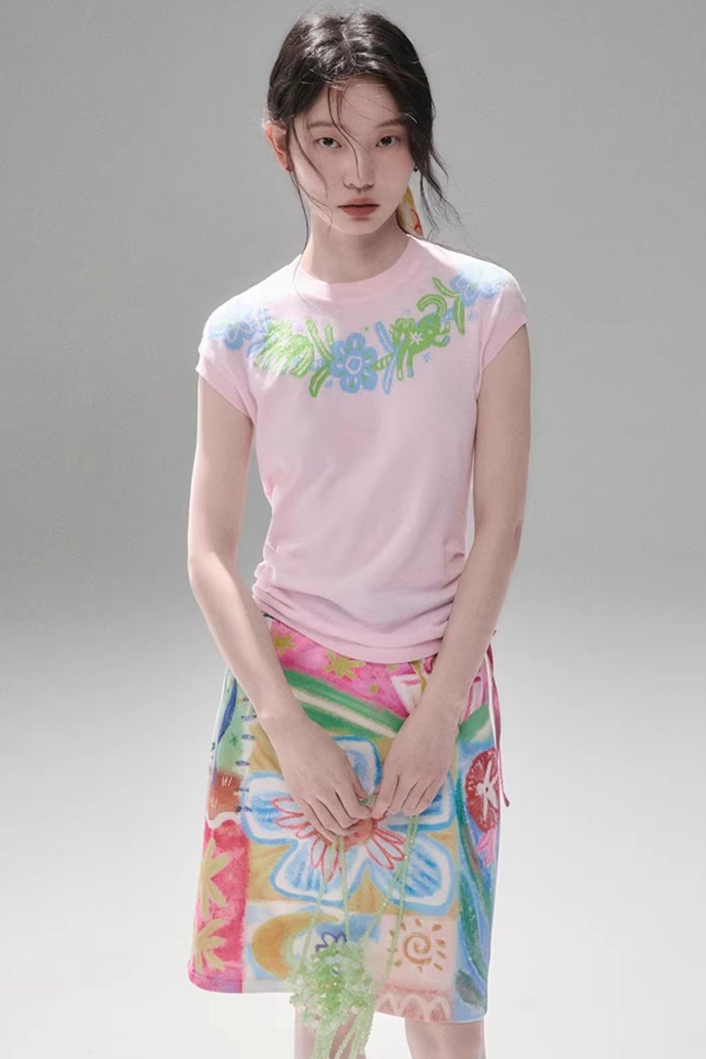 Reversible Bird and Tulip Skirt
