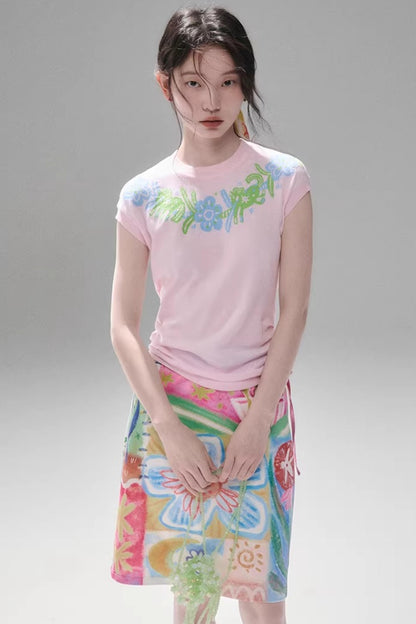 Reversible Bird and Tulip Skirt
