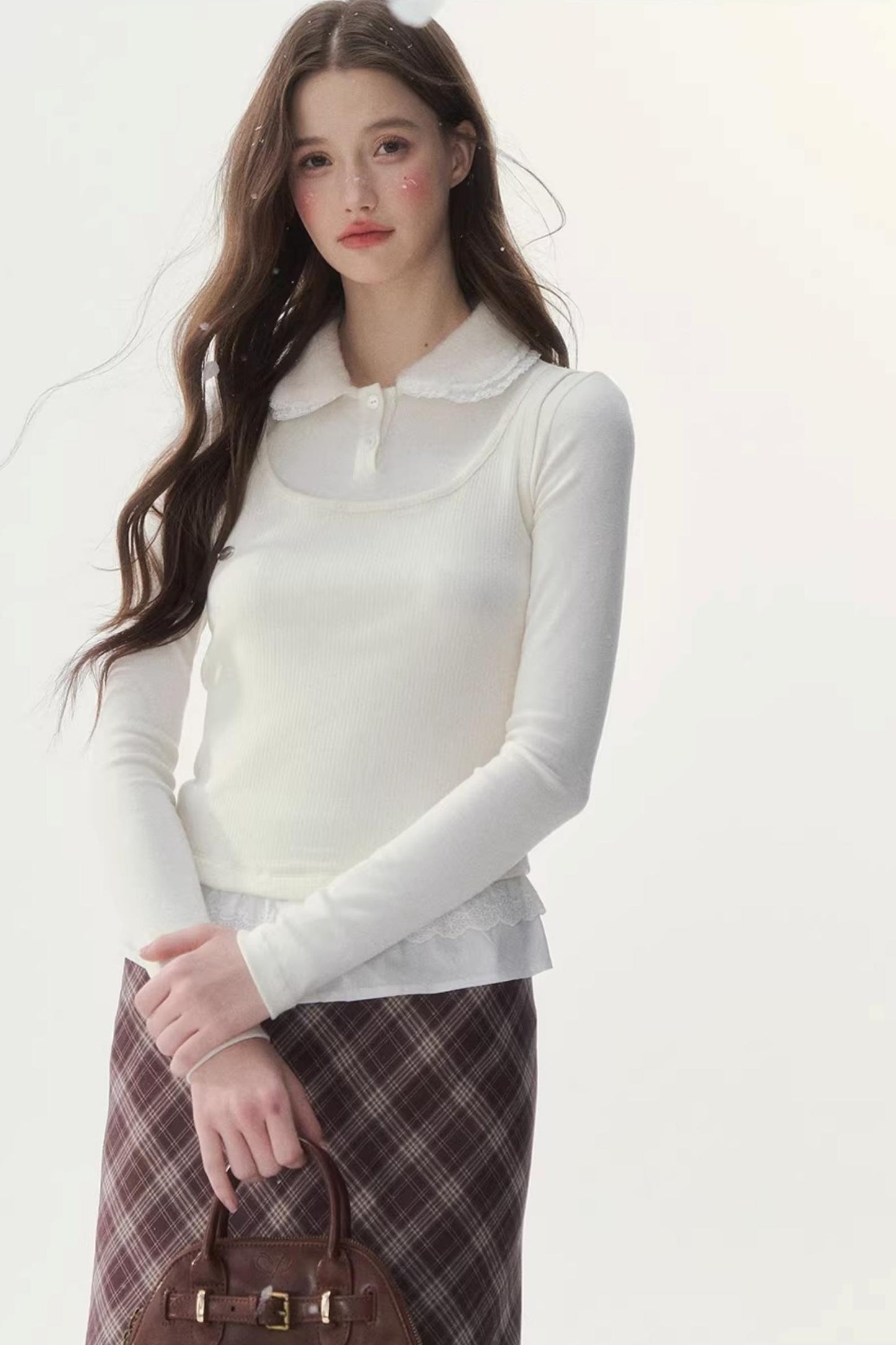 Faux Two-Piece Knitted T-Shirt