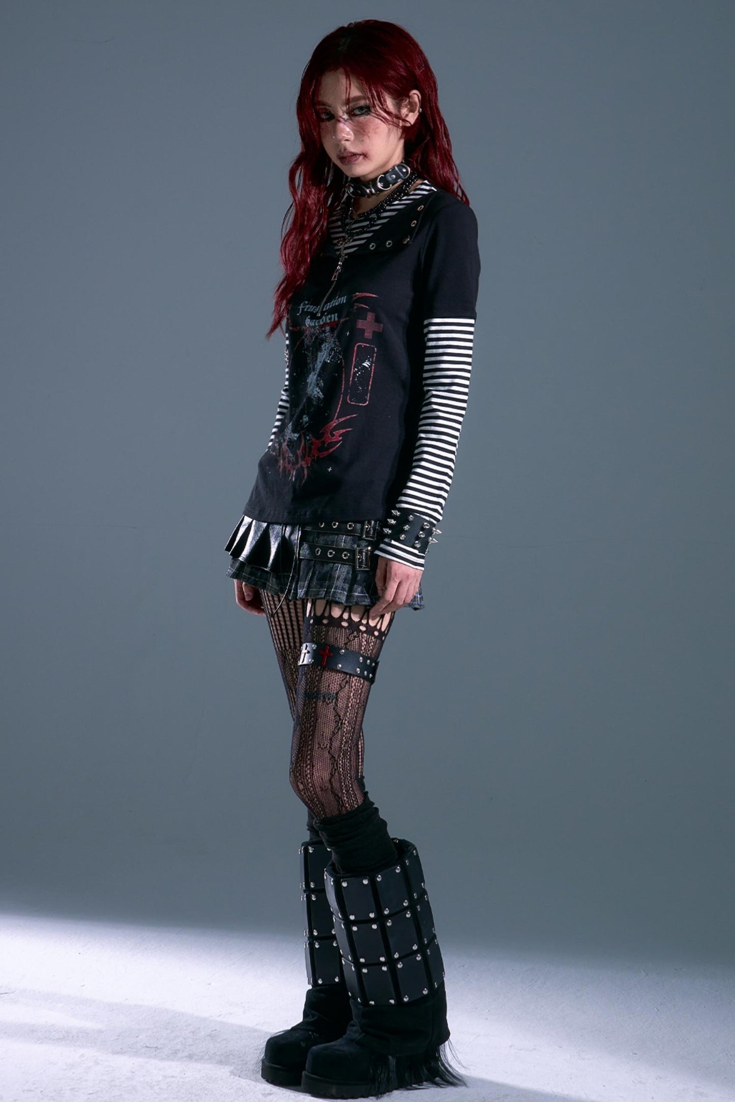 Punk Street Striped Print Long Sleeve Top