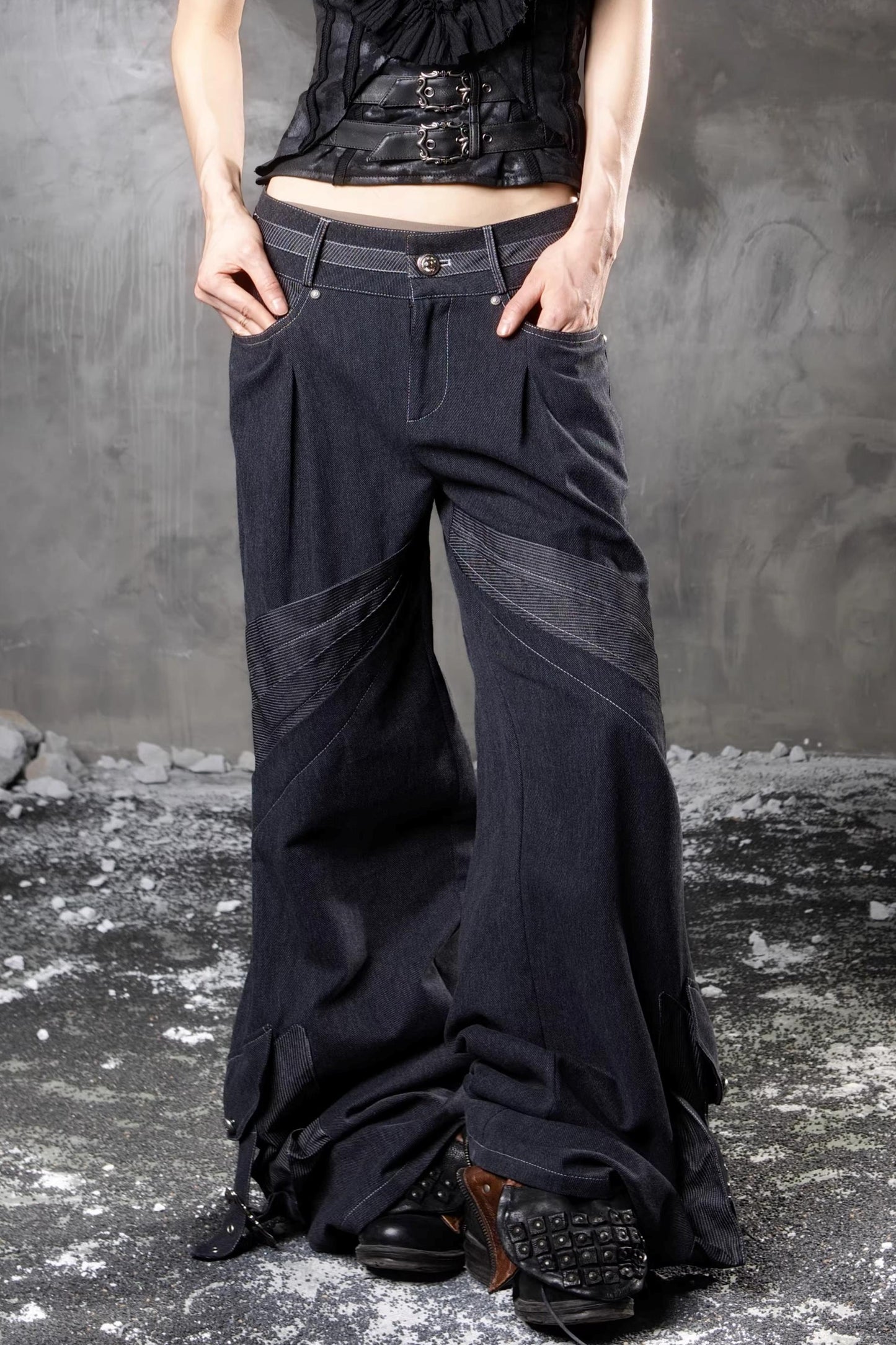 Retro-Denimhose mit weitem Bein