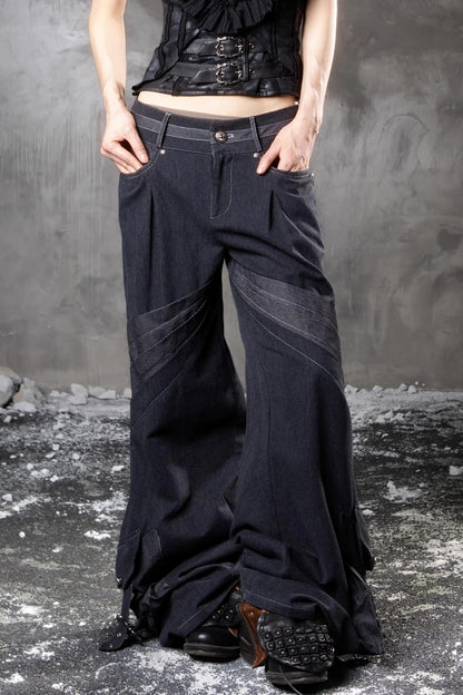 Retro-Denimhose mit weitem Bein