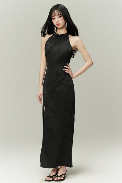 High-Slit Vintage Chinese Dress