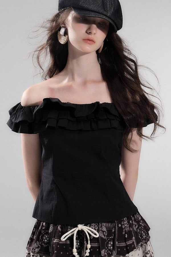 Begonia Ruffle One-Shoulder Top