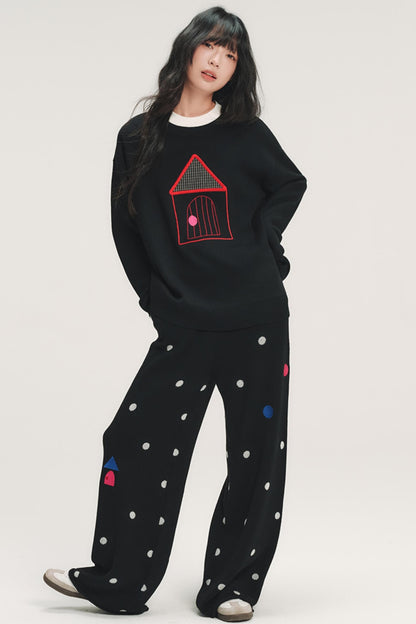 Colorful Polka Dot Knit Pants