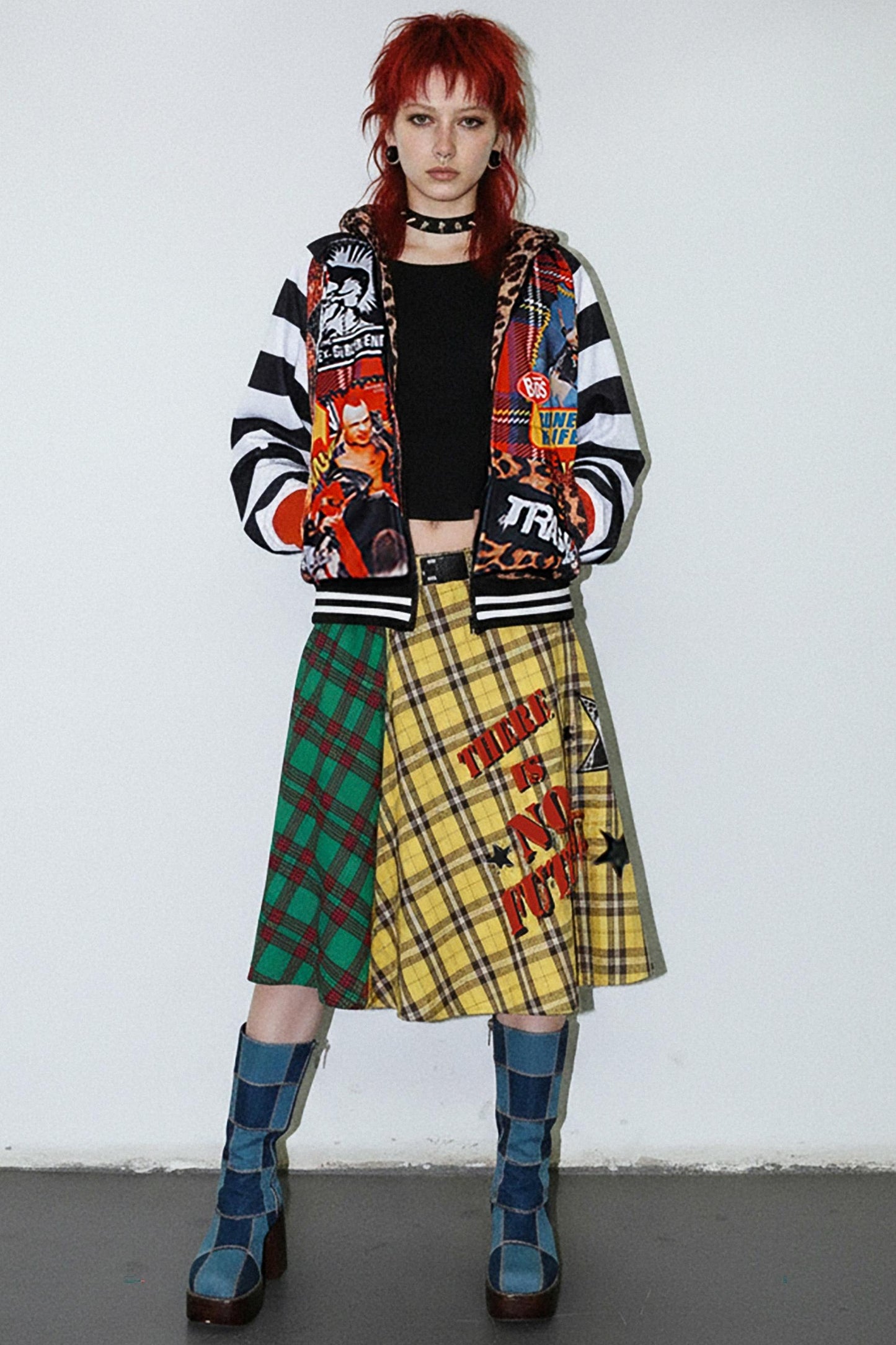 Punk Plaid Layered Skirt