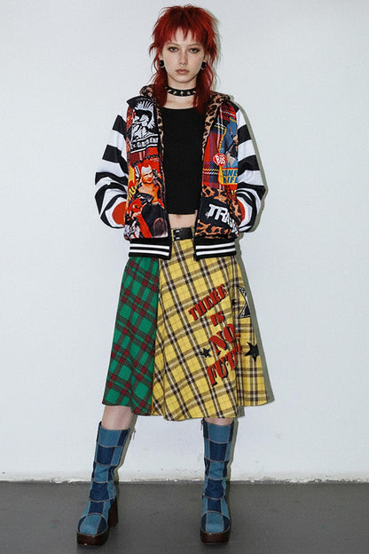 Punk Plaid Layered Skirt