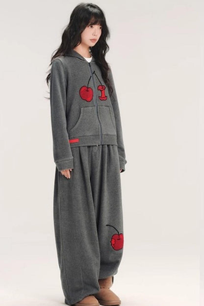 Hand-Painted Cherry Hooded Jacket