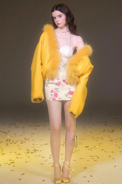 프린트 울 튜브 원피스 세트