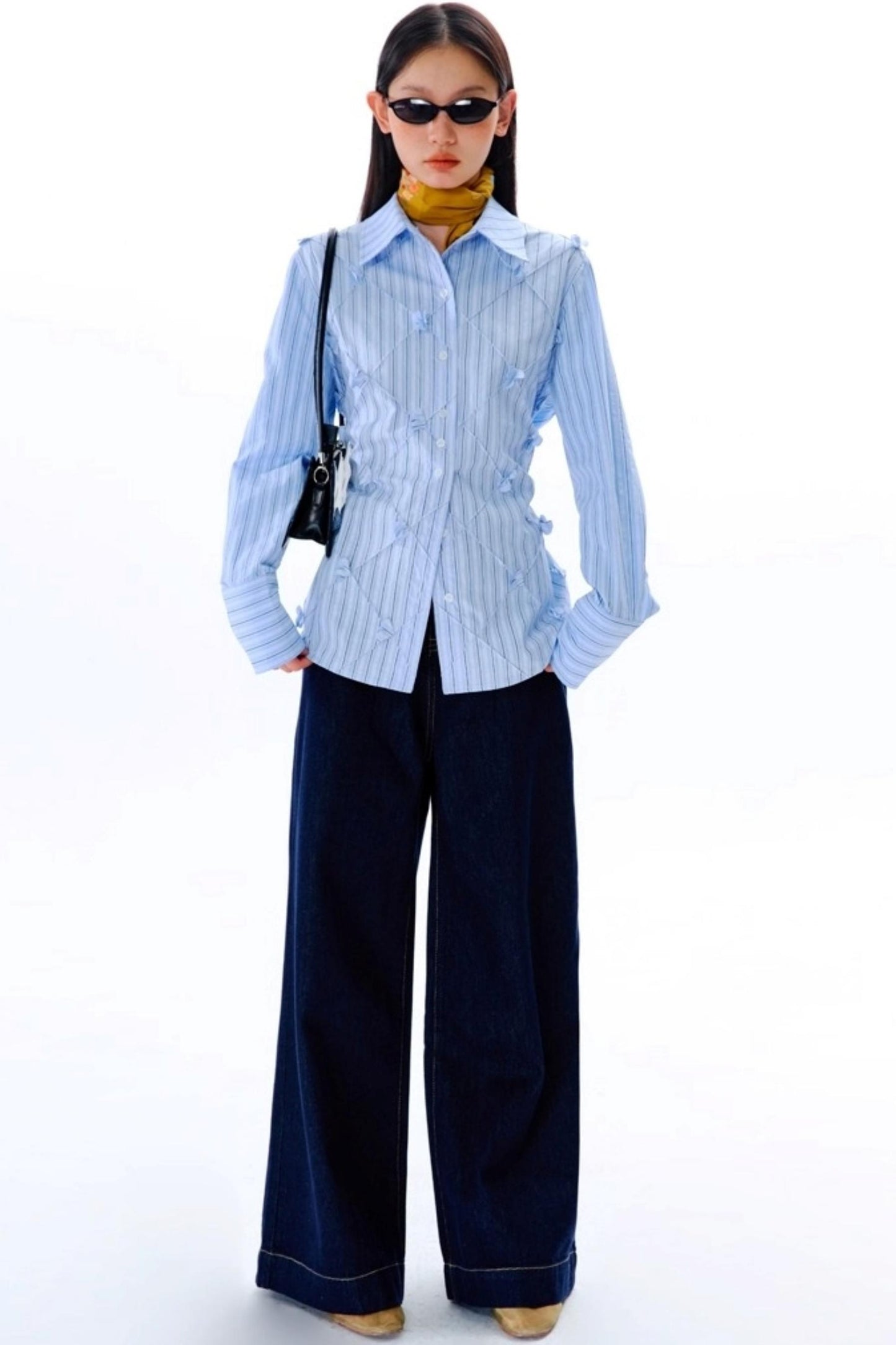 Mandao Flower Vine Striped Diamond Shirt