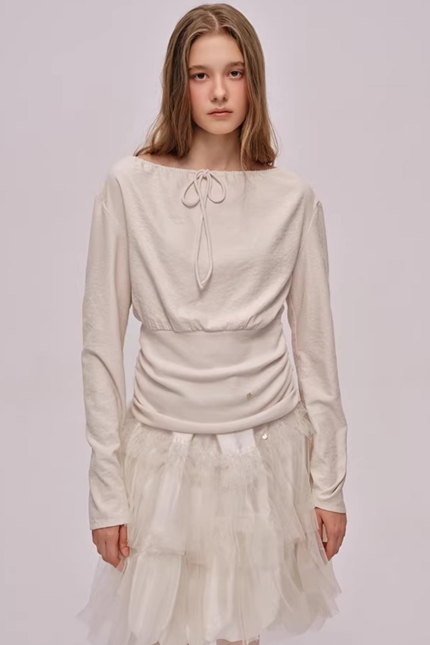 Slanted Shoulder Patchwork Top