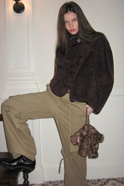 Khaki Fleece-Lined Cargo Pants