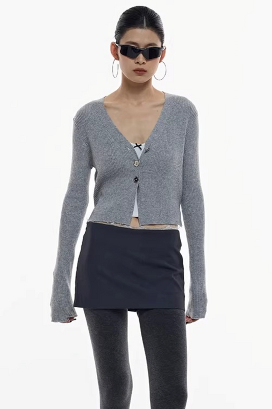 Cardigan en mélange de laine gris