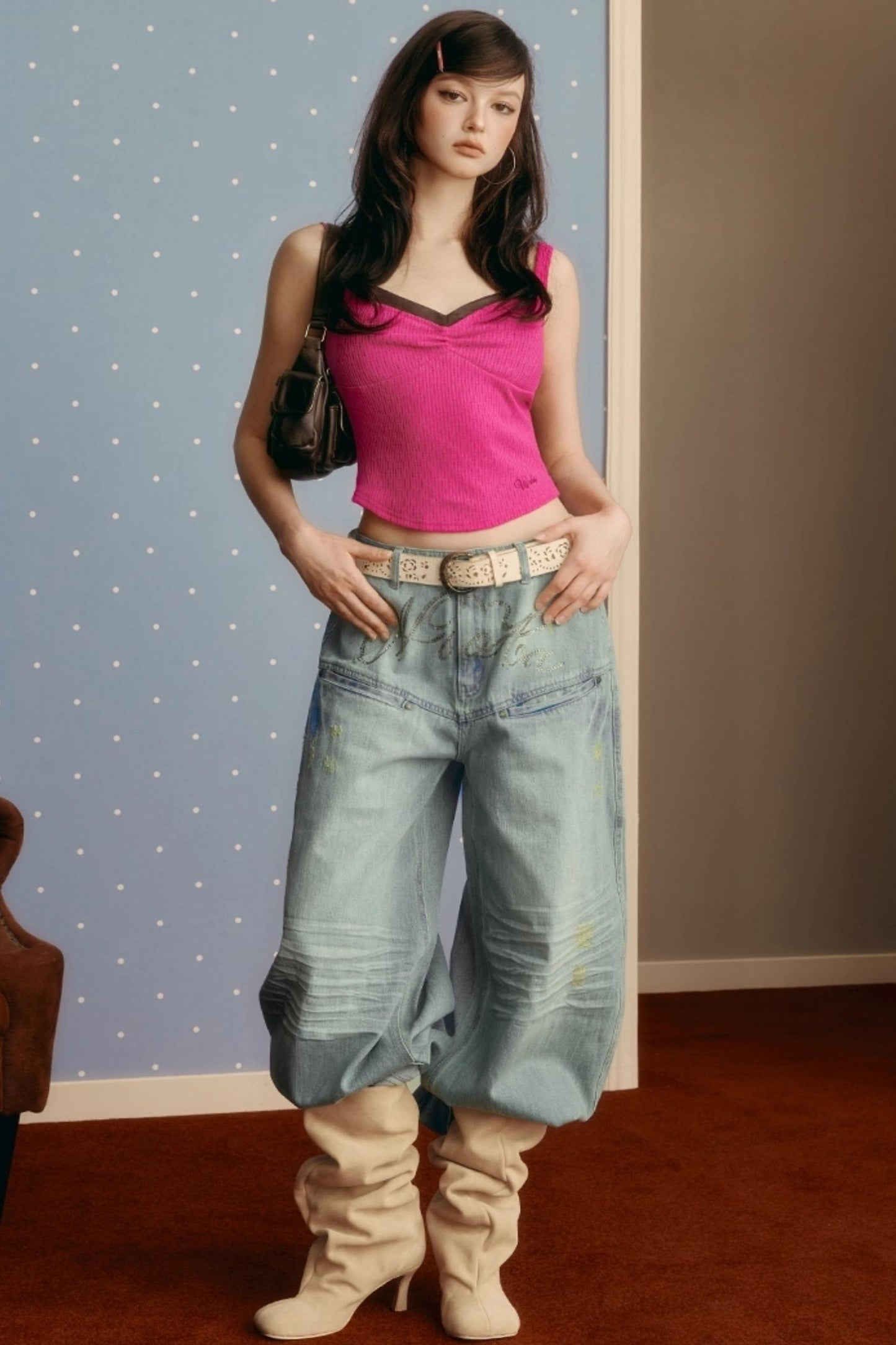 Satin Splicing Slim Vest