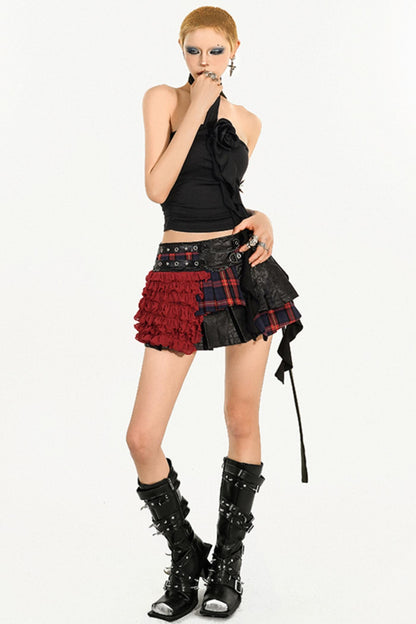 Retro Spice Plaid Bustier Skirt