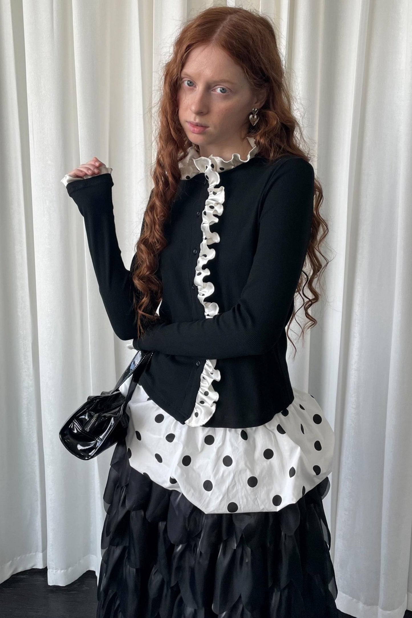 Polka Dot Lace Long Sleeve Cardigan