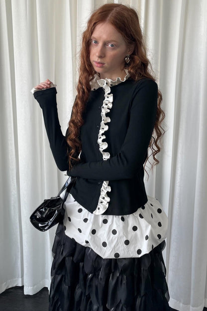 Polka Dot Lace Long Sleeve Cardigan