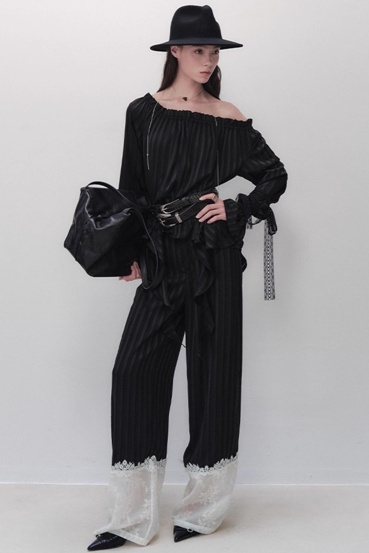 French Design One-Shoulder Ruffle Shirt