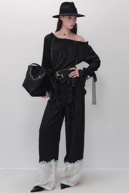 French Design One-Shoulder Ruffle Shirt