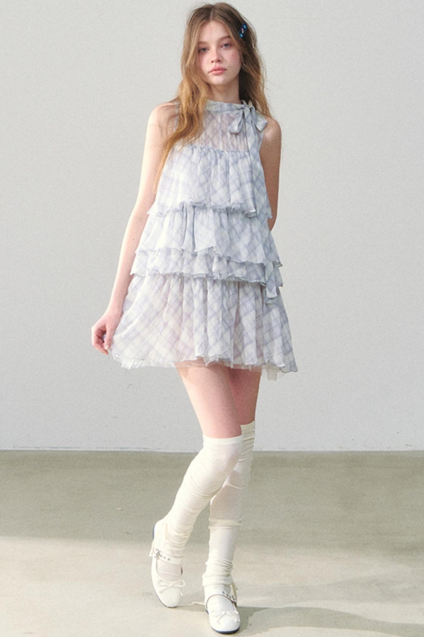 Light Blue Gingham Tutu Dress