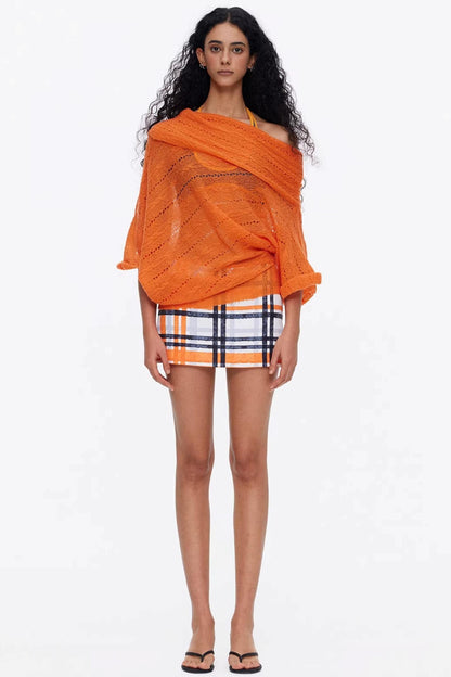 Contrast Plaid Mini Skirt