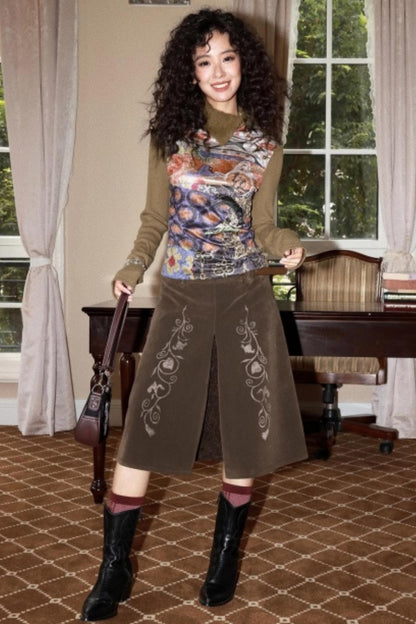 Iris Shadow Suede Lace Skirt